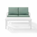 Crosley Furniture Kaplan 2-Piece Outdoor Seating Set in White with Mist Cushions KO60010WH-MI